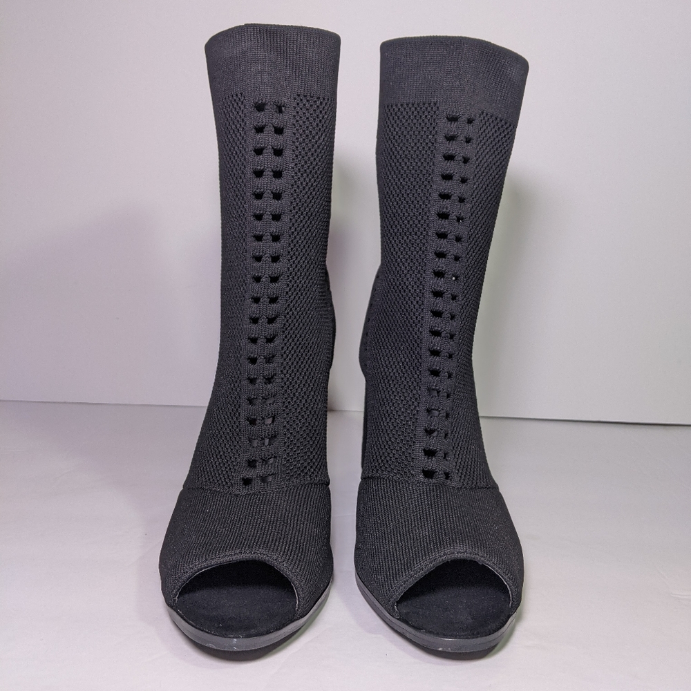 Black Peep Toe Ankle Booties High Heel Size 6.5